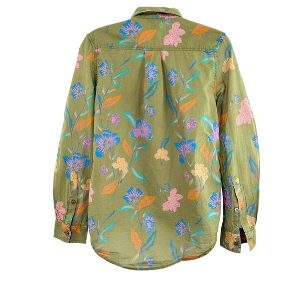 Sundance Catalog Voyage Shirt Green Floral Button Down Extra Small XS Cotton - Picture 4 of 8